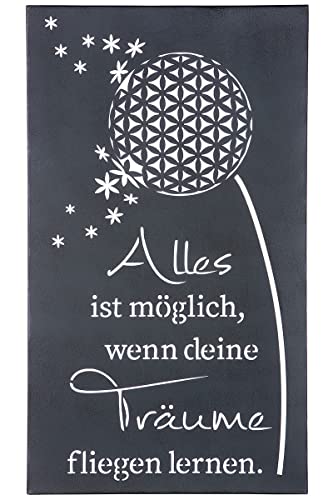 GILDE Wandrelief Träume antik grau Alles ist möglich, wenn Deine Träume fliegen Lernen. H: 70 cm B: 40 cm T: 1 cm 69107