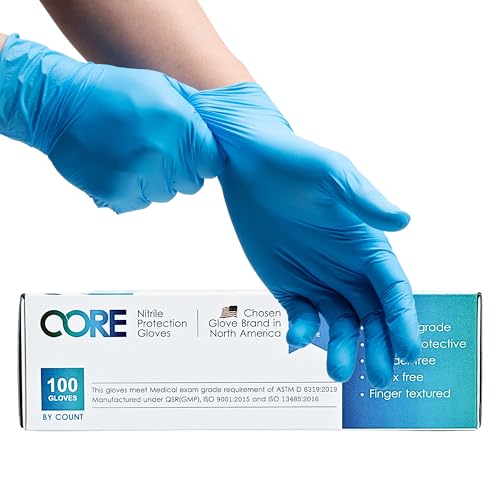 CORE Gloves Nitrile Disposable Latex free, Powder Free, Food Grade, Guantes,Lab, Cleaning, Auto mechanic - 3-6 MIL (Box/Case)