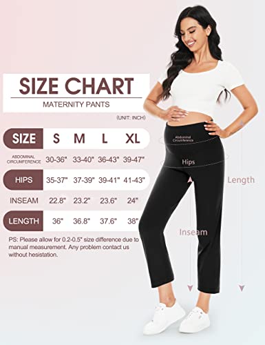 Women's Maternity Pants Over The Belly Comfy Loose Pregnancy Lounge Trousers Straight Leg For Casual Workout Yoga Black #TOP5