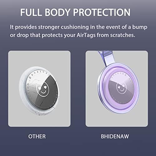 BHIDENAW Air Tag Keyring, Apple Air Tag Holder, Protective Airtag Keyring, 4 Pack Waterproof Airtag Cases, Clear Air Tag Cover with Keychain for Apple Airtags 2021, Multi-Color, Lightweight, Anti-Lost