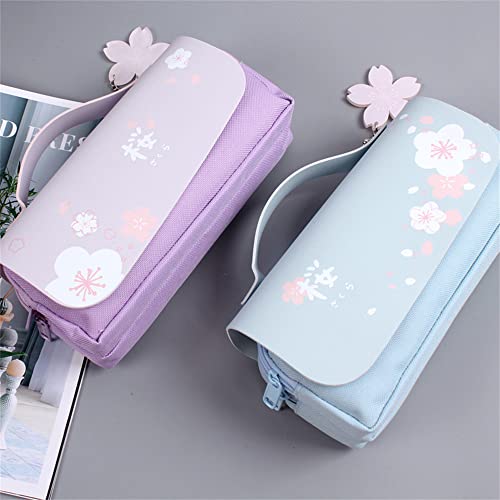 Image of Kawaii Cherry Blossom Pencil Bag Pink Sweet Pencil Case Large Capacity Stationery Pouch School Supplies Makeup Bag