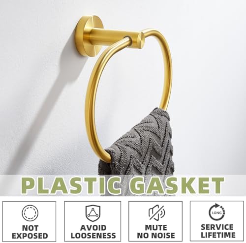 Bath Towel Ring Brushed Gold, APLusee 304 Stainless Steel Swivel Hand Towel Holder Dry Rack Near The Sink, Modern Bathroom Accessories