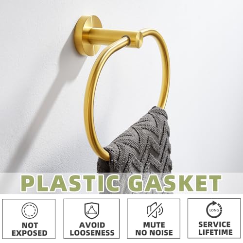 Bath Towel Ring Brushed Gold, APLusee 304 Stainless Steel Swivel Hand Towel Holder Dry Rack Near The Sink, Modern Bathroom Accessories