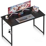 ODK 48 Inches Computer Desk for Small Spaces, Study Table for Home Office, Writing Desk with Headphone Hooks, Black