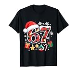 67 Christmas Red Plaid 6 7 Six Seven Boys Christmas Pajamas T-Shirt