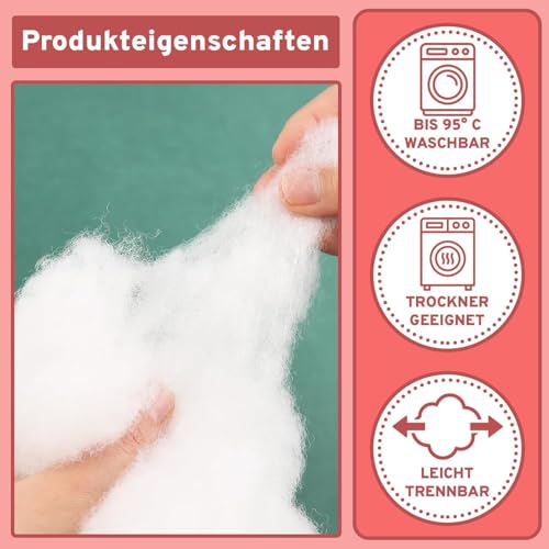 EVE Textile® Füllwatte 2 kg Weiche Watte & Füllmaterial Öko-Tex 100 Zertifiziert für Kissen, Kuscheltiere Hochbausch Bastelwatte, Stopfwolle & Kissenfüllung Ideal als Füllmaterial Kissen & Wolkendecke