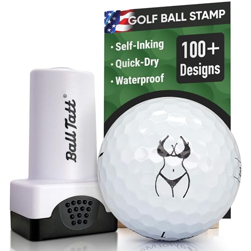 Golf Ball Stamp - Self-Inking Marker - Quick-Dry Permanent Marking Tool, No Leaks or Refills, Reusable & Waterproof Golfing Stamper - Ideal Gift for Golfers, Dads, Retirement (Bikini Girl)