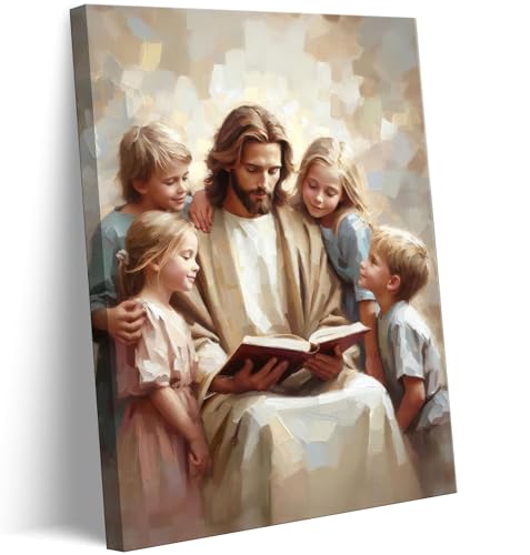 Jesus Teaching Children Canvas Wall Art NNX