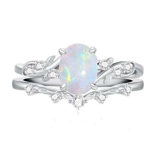MOTIEL Opal Twig Leaf Bridal Set