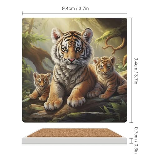 Dessous de verre céramique anti rayure lot de 4 liège pour table bois jungle - 3