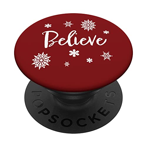 Christmas Believe Accesorio móvil Soporte de dedo Soporte para teléfono PopSockets PopGrip Intercambiable