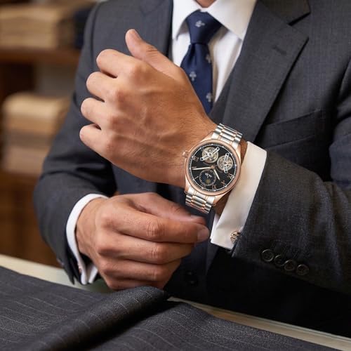 Image of ALIX AL2917 Modern Textured Dial Chronograph Analog Watch Black Strap