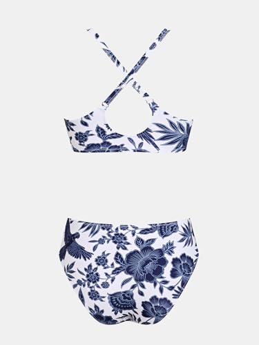 Image of CUPSHE Women's Two Piece Bikini Set Floral Print Knot Bunny Tie | Bunny Tie,Adjustable Straps,Soft Removable Cups,Flattering Bathing Suit For Vacation And Beach