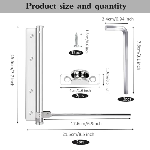 2 Stück automatischer Türschließer Türdämpfer für Innentüren Außentüren Zimmertüren Gartentür Stangentürschließer Automatik Türfeder Schließkraft Federschließer