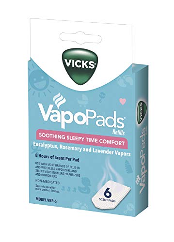 Image of Vicks Sleepytime Waterless Vaporizer Scent Pads Rosemary, Lavender and Eucalyptus Scented Vapor Pad Refills White 6 Count (Pack of 1)