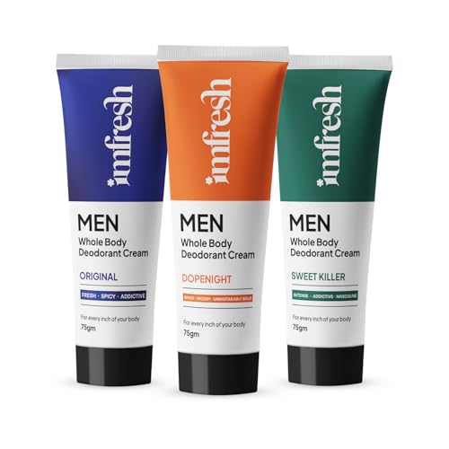 Image of imfresh Men Dopenight, Sweetkiller & Original 75gm each | Deodorant Cream For Whole body & Underarms Area | Long Lasting Odour Control | Helps in brightening underarms | Alcohol-Free | Natural Ingredients, As Seen on Shark Tank