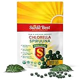Sunlit Super 50/50 Organic Chlorella Spirulina Tablets - Super Greens Supplement for Immune Support, Gut Health, Mood & Energy - Rich in Chlorophyll, Amino Acids & Vegan Protein, 1000 Superfood Tabs