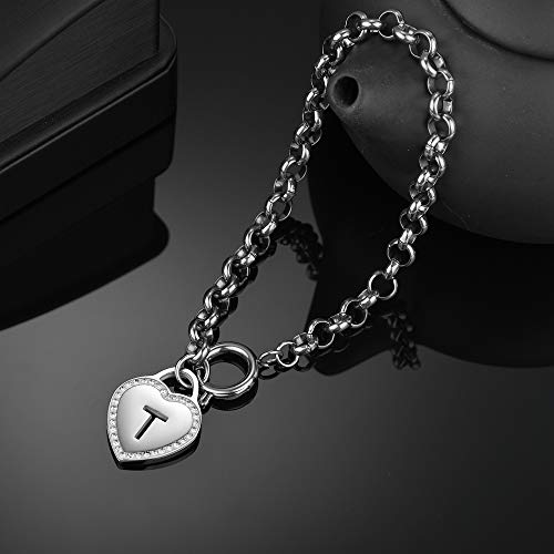 Image of CaleesLLC Letter A to Z Initial Charm Bracelet Adjustable Stainless Steel Anklet Personalized Wrist Link for Women