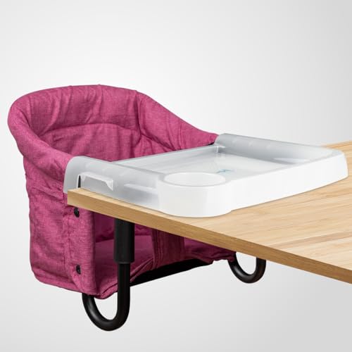 Image of Hook On Chair with Removable Dining Tray,Portable Hook-On Chairs with Storage Bag,for Home and Travel(Rose Red)