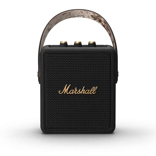 Marshall Stockwell II Portable Bluetooth Speaker, Black and Brass