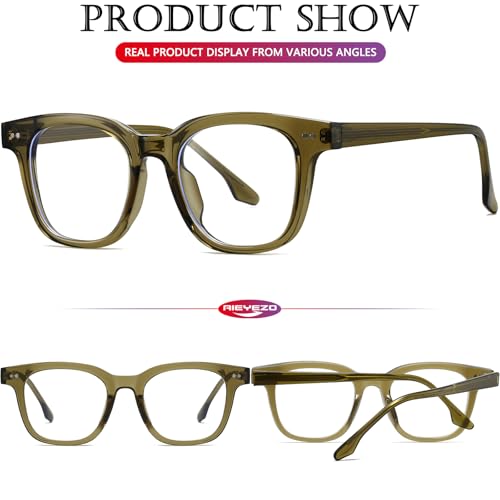 Image of AIEYEZO Fashion Blue Light Glasses for Women Men Retro Anti-Blue Light Eyeglasses TR90 Square Frame Computer Glasses