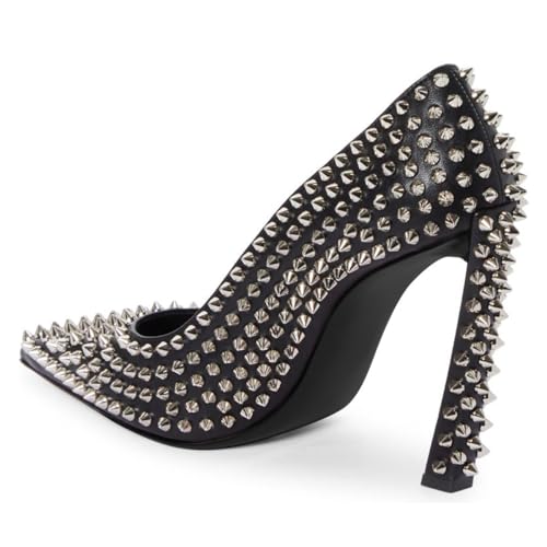 FSJ Women Classic Pumps Closed Pointed Toe Slim High Heel Fashion Studded Rivets Slip On Cocktail Party Prom Sexy Dress Shoes Size 4-16 US3