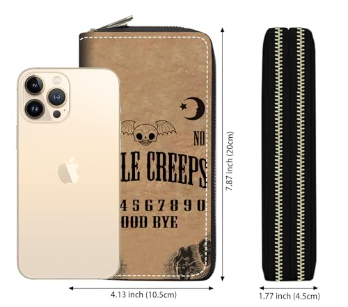 Women's Large Capacity Wallet PU Leather Double Zipper Clutch Purse Multifunctional Wallet with Removable Wristlet Strap for Smart Phone/Coin/Card/Cash, Ouija Board2