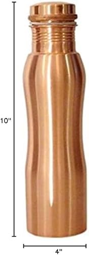 Miniatura 48 de Custeel Creation Botella de agua de cobre puro de 1 litro - (99.74%) frasco de cobre sin juntas sin costuras (acabado mate)