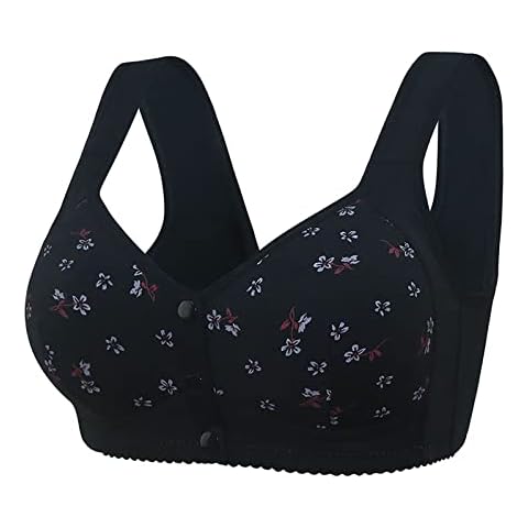 LEMOSEW Front Closure Daisy Bra for Seniors,Wireless U-Back Bra for Older Women Front Closure, Embraced Bras for Senior Cover