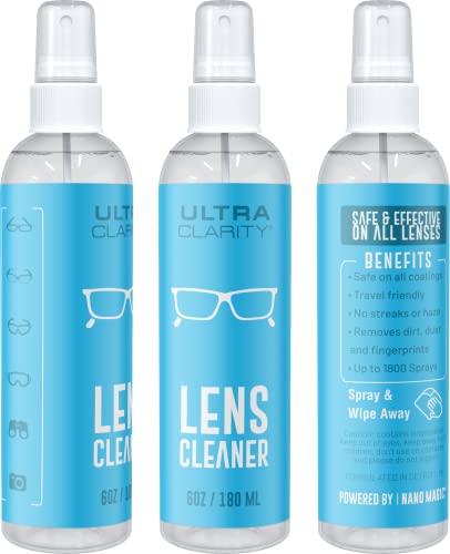 Powered by Nano Magic Eyeglass Lens Cleaning Spray 6 oz (3 Pack) | Professional Grade Formula, Silicone-Free | for Glasses, Phone, Electronic Screens, Optic Surfaces, Coated Surfaces - Made in USA