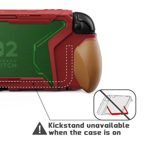 Image of PlayVital for Switch 2 Beyond-Grip Dockable Case, Interchangeable FPS /Omni Ergonomic Grips + Military-Grade Drop Protective Cover + 2 Joystick Caps for Nintendo Switch 2 (Red & Orange)