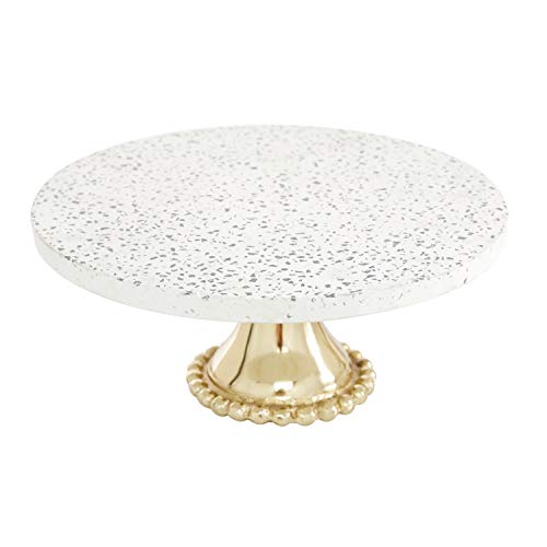 Deco 79 Ceramic Speckled Cake Stand With Gold Base, Set Of 2 10", 12"W, Gold #TOP2