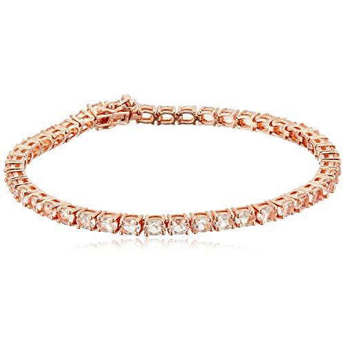 Rose Gold-Plated Silver Morganite Oval Tennis Bangle Bracelet, 7.25