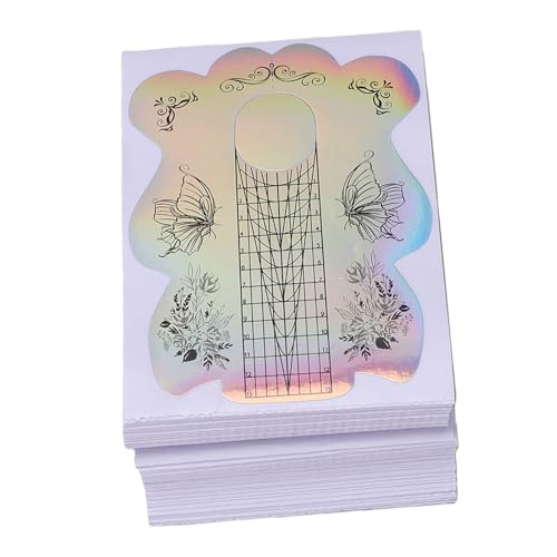 Sonew 100 Moldes para Extensiones de Uñas, PVC Grueso Holográfico Autoadhesivo con Líneas de Alineación Transparentes y Construcción Robusta para Extensiones de Uñas de gel.