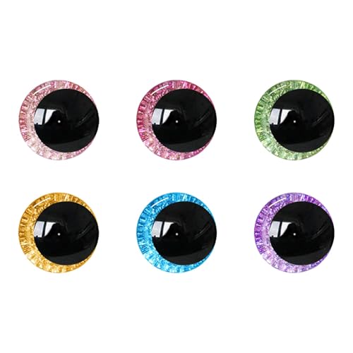 MUCUNNIA 120pcs 30mm Sparkle Moon Safety Eyes for Crocheting 3D Crescent Glitter Crochet Eyes with Bowl Washers Snap on Easily and Securely Waterproof Amigurumi Eyes for Crochet Animals Stuffed Toys