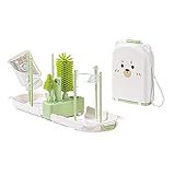 Yellowant シリコンボトルブラシ 携帯用 哺乳瓶クリーナー 7点セット 洗浄ブラシ ストロー用ブラシ 収納ケース付き ベビー用品 旅行用 乾燥スタンド付き 日本安全基準対応 (グリーンポータブル11点セット【くまちゃん】) [並行輸入品]