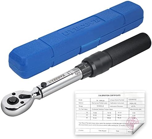 UYECOVE 1/4-Inch Drive Click Torque Wrench, Dual-Direction Click Professional Torque Wrench 10-50IN.LB/1.1-5.7Nm, Dual Range Scales Graduated in FT.LB and N.M
