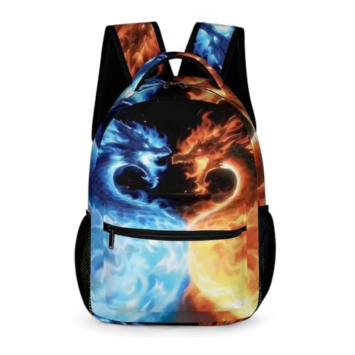 GNEW Cool Boys Backpack Fire Dragon Battle Backpack Dragon