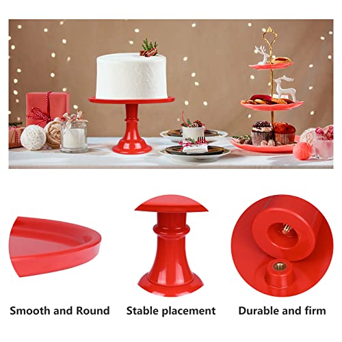 KLASKWARE Round Cake Stand 11" Melamine Cake Display Stand Dessert Cupcake Display Tray for Graduation,Wedding,Birthday,Party,Baby Shower,Anniversary,Ceremony,Christmas (Red by KLASKWARE - Image 4