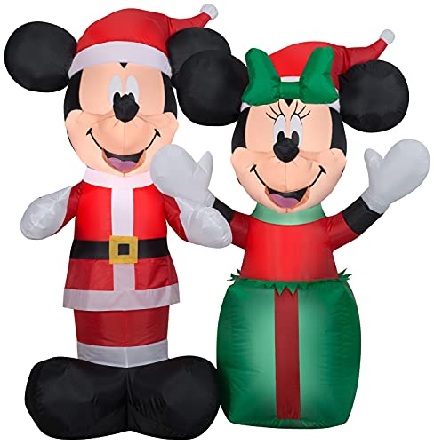 Gemmy 4 ft Tall Christmas Airblown Inflatable Santa Mickey and Minnie Scene Disney