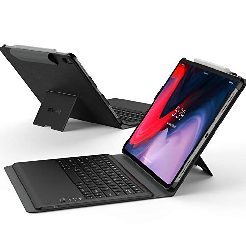 Infiland Case with Bluetooth Keyboard for ipad pro 12.9 2018-3rd Gen [Apple Pencil Charging Supported] One-Piece Wireless Keyboard Stand Case/Cover [Auto Wake/Sleep] Fit for Apple ipad pro 12.9-inch 2