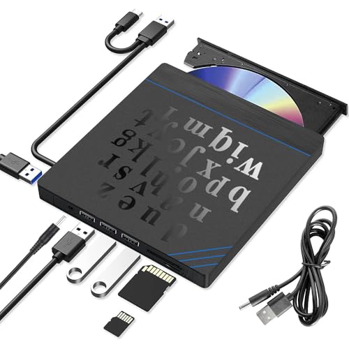 Lectora Externa CD/DVD USB 3.0 Tipo-C 7 en 1