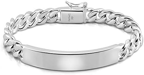 Dankadi Classic Men Silver Jewelry Bracelet 100% 925 Sterling Silver Bracelet Glossy Brand Bracelet 10 MM 7" 8 "9" 10" Original Italy Design Cuban Chain Gifts For Men Safety Clasp (8)