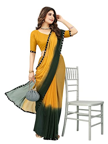 Image of JULEE Women's Chiffon Hand Printed Beutiful (70-30) Half-Half sarees blouse piece PRIME