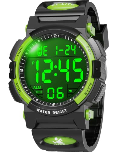 Juboos Digitaal horloge stopwatchalarm voor heren, ideaal voor hardlopen en