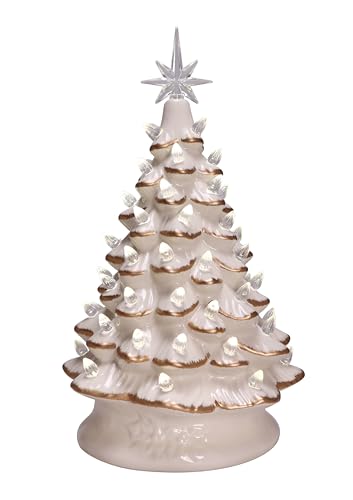 Ceramic Tree 14.25' Light Up Ivory Ceramic Christmas Tree