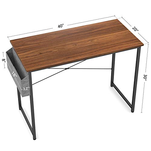 Image of Cubiker Computer Desk, Home Office Writing Study Desk, Modern Simple Style Laptop Table with Storage Bag (39.4 inch, Espresso)