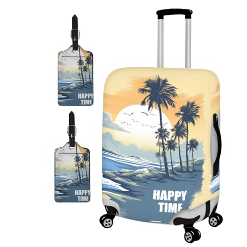 Summer Style Suitcase Cover+Tag Practical Luggage Cover Zip Case Covers Travel Home Daily Use Suitcase Covers 20 inch Noble Travel Luggage Everyday Surprise Gifts Dusk Beach2