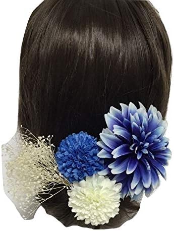 Amazon 花職人の店 いるでぱいん 髪飾り ブルー ホワイト かすみ草 マム カクタスダリア 1輪パーツ4点セット ヘアーアクセサリー 花 造花 アートフラワー プリザーブドフラワー レディース 子供 ウエディング ブライダル 浴衣 七五三 成人式 卒業式 花 ピン コーム 通販