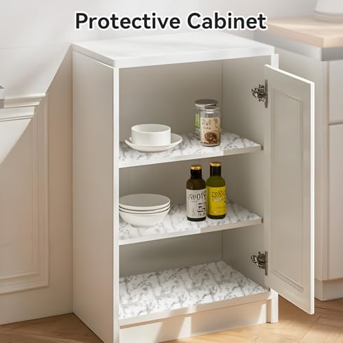 Viseeko Shelf and Drawer Liner for Kitchen Cabinet, Non-Adhesive Cabinet Liners for Shelves, Strong Grip Shelf Paper Non-Slip Waterproof Easy to Cut for Dresser Cupboard, Marble, 24 in x 20 ft